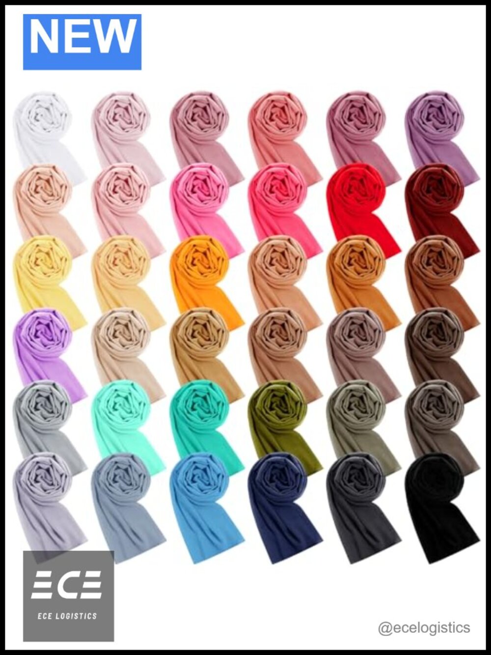 36 Pack Chiffon Hijab Scarf Set Long Shawl Wraps Lightweight Breathable